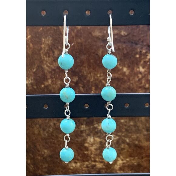 STS Sterling Silver and Turquoise Dangle Earrings - Picture 6 of 6